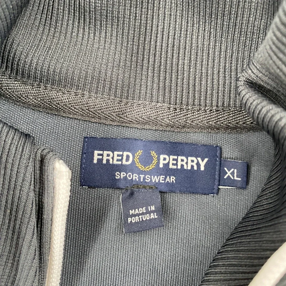 Fred Perry Sportswear Mens Track Jacket XL Grey White Black Colorblock Full Zip